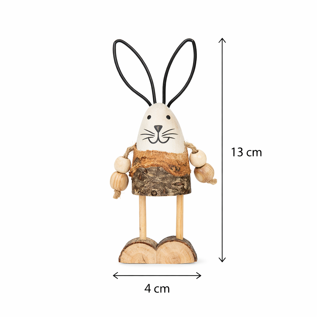 Holzhasen 2er Set Osterdeko natur weiß 1 2