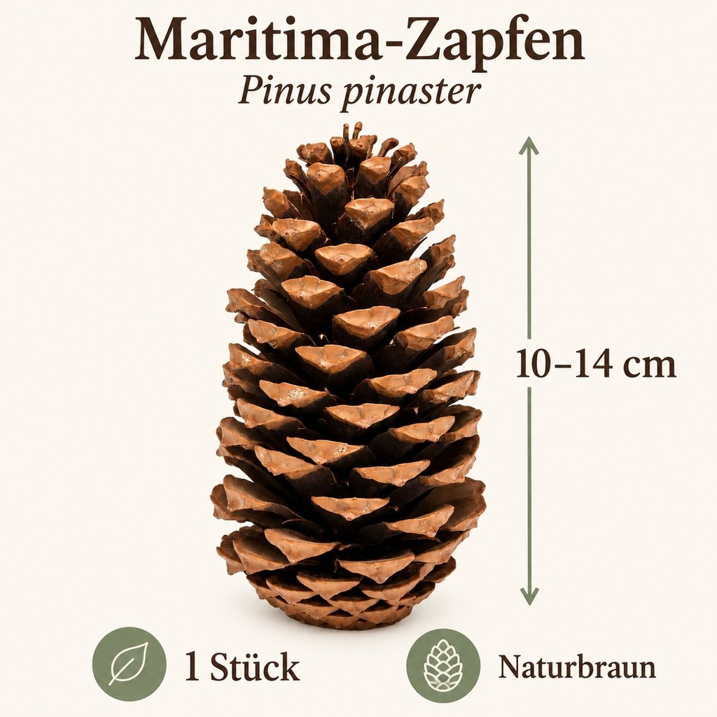 Maritima Zapfen 10-14 cm, 1 Stück, Pinus pinaster, naturbelassen – Maße