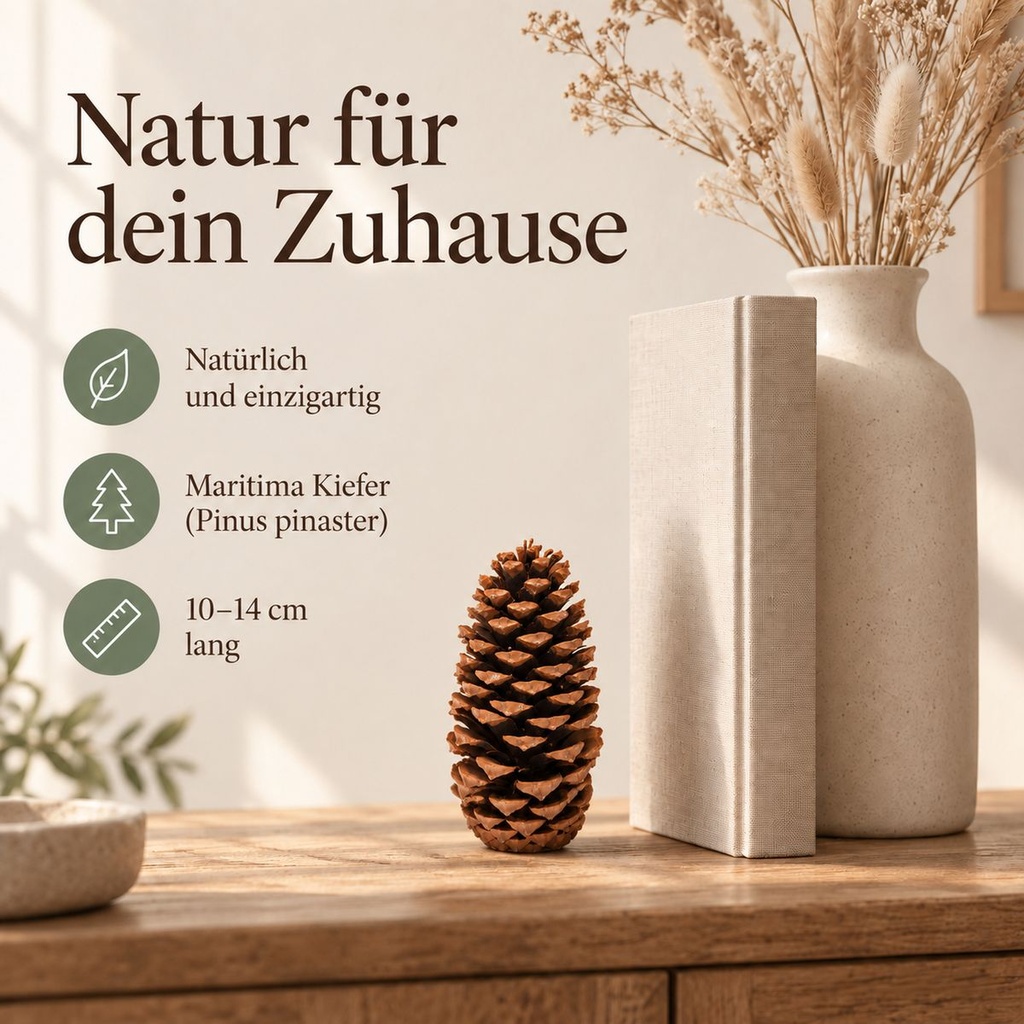 Maritima Zapfen 10-14 cm, 1 Stück, Pinus pinaster, naturbelassen – Wohnszene