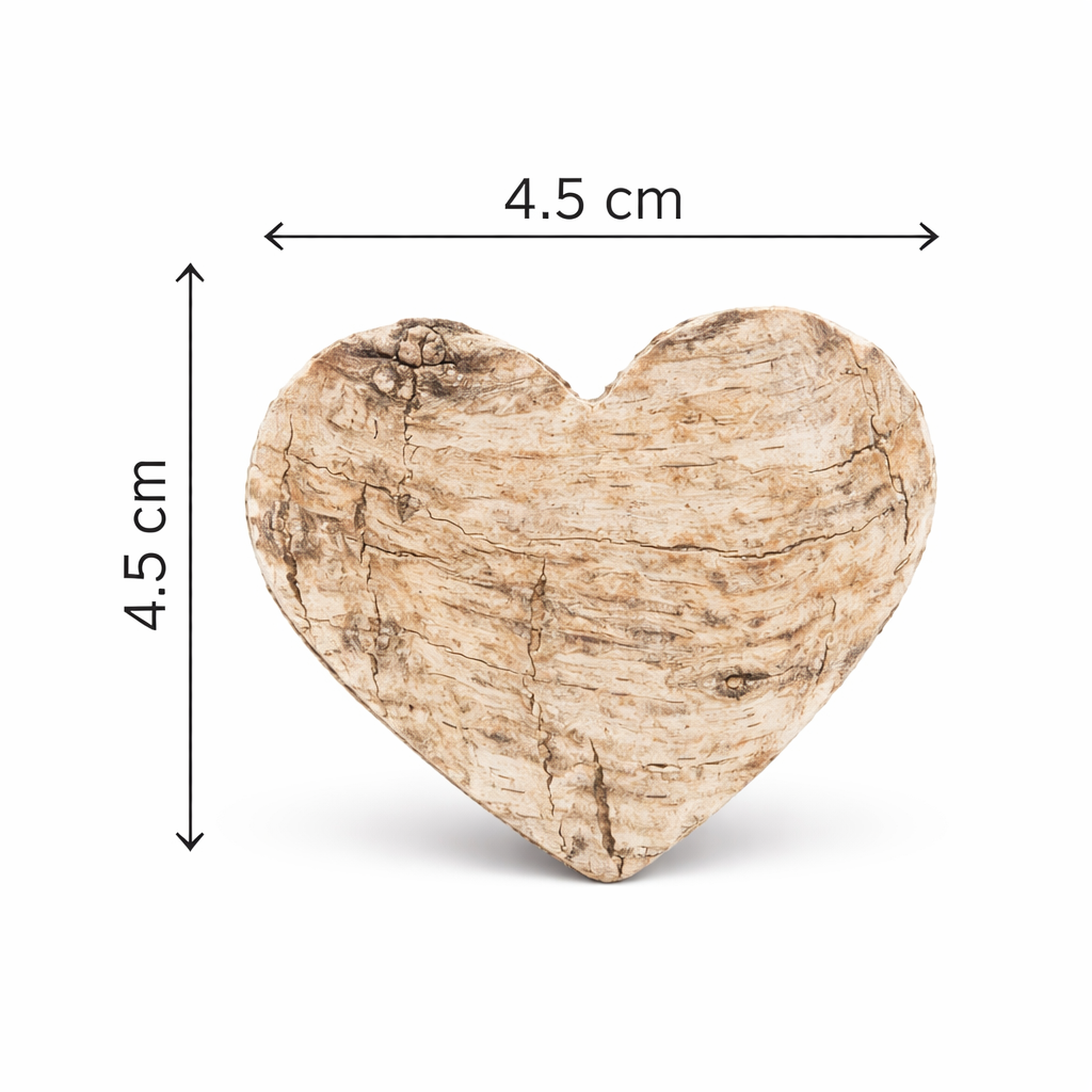 60x Birkenrinden Herzen 4,5cm Natur Deko 2