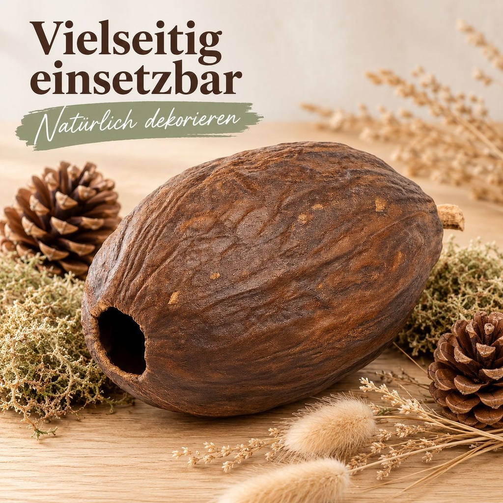 Kakaoschote getrocknet 10-15 cm, 1 Stück, Kakaofrucht ohne Bohnen – Anwendung 1
