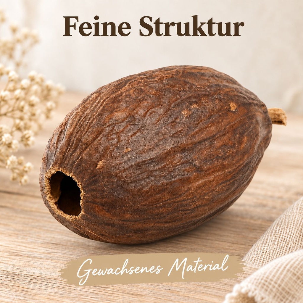 Kakaoschote getrocknet 10-15 cm, 1 Stück, Kakaofrucht ohne Bohnen – Detail