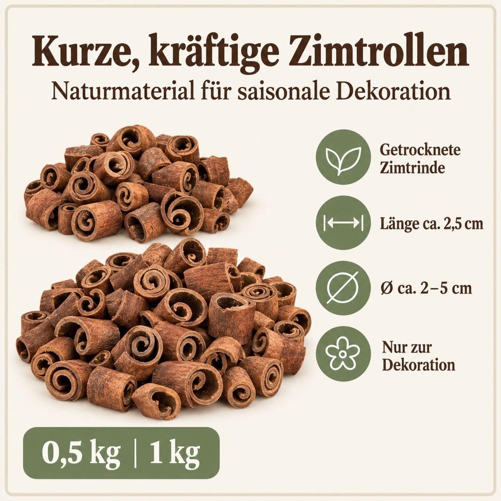 zwei Groessen Zimtrollen natur