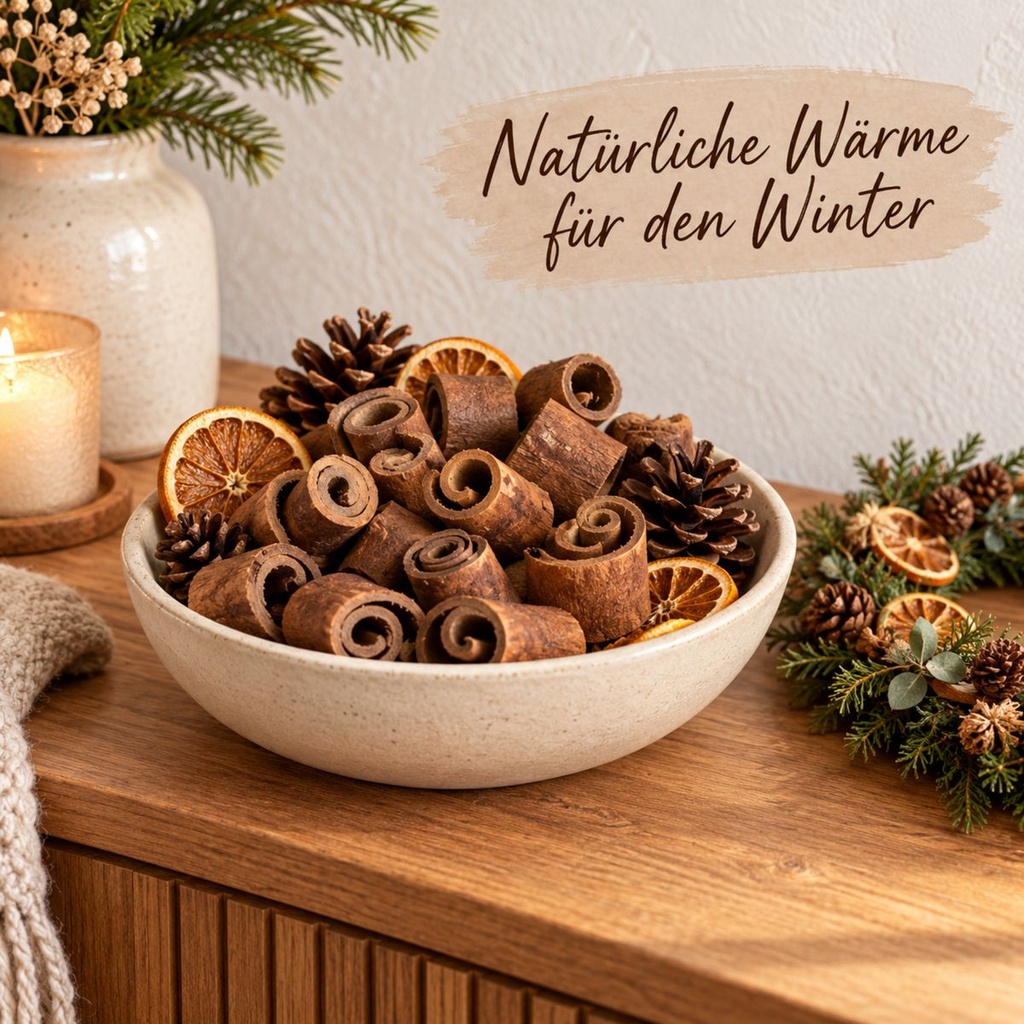 zwei Groessen Zimtrollen natur
