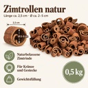 Zimtstangen dick, 30-40 Stück, 2.5 cm (Cinnamomum) – Maße und Liefermenge auf einen Blick