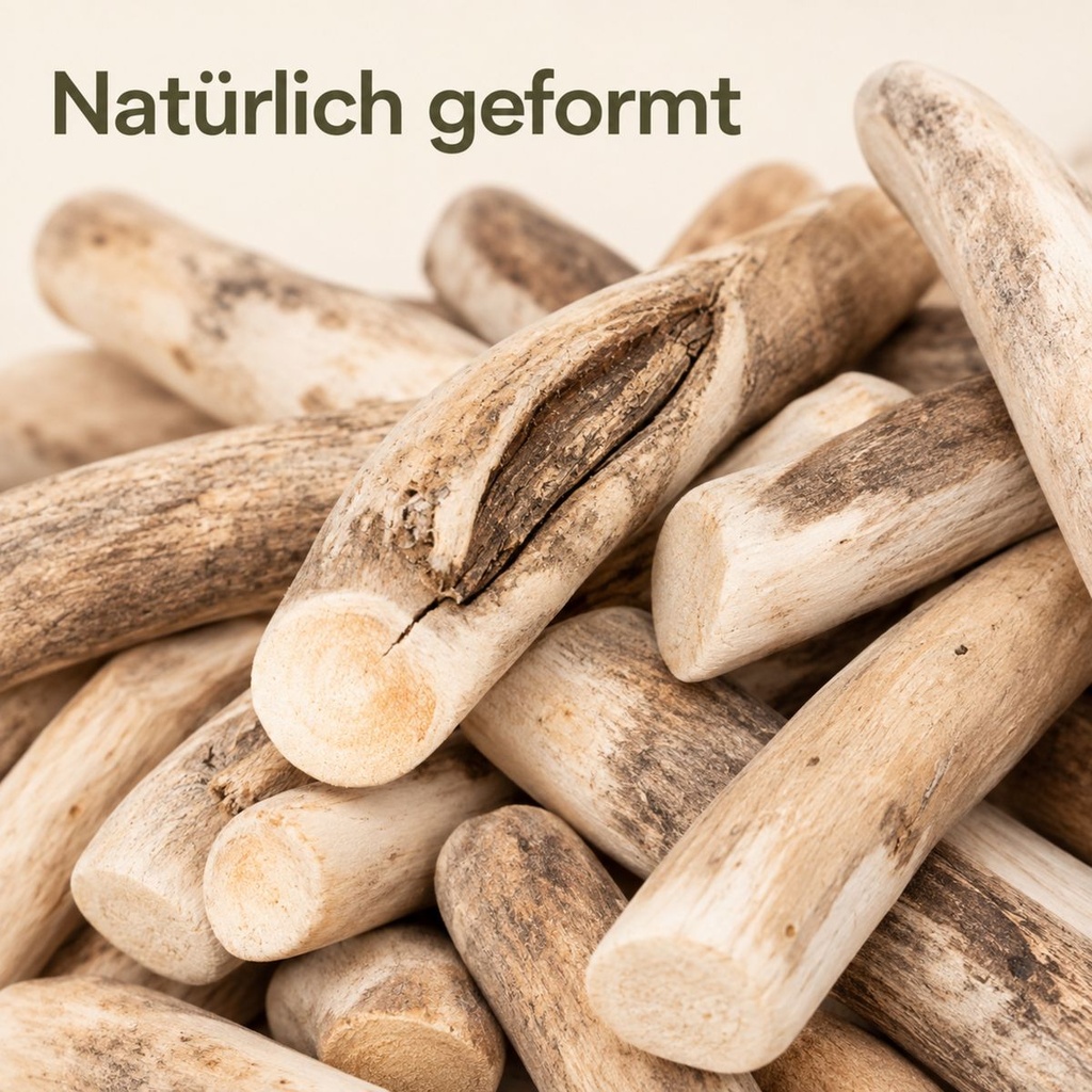 Treibholz getrommelt 1 kg, ca. 50-70 Stück, 12-15 cm, Schwemmholz – Detail