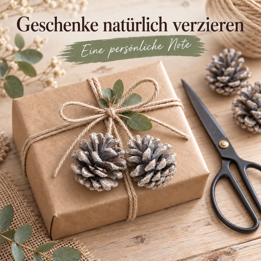 Tannenzapfen weiß 1 kg, ca. 50 Stück, 5-6 cm, Pinus nigra, gekalkt – Anwendung 2