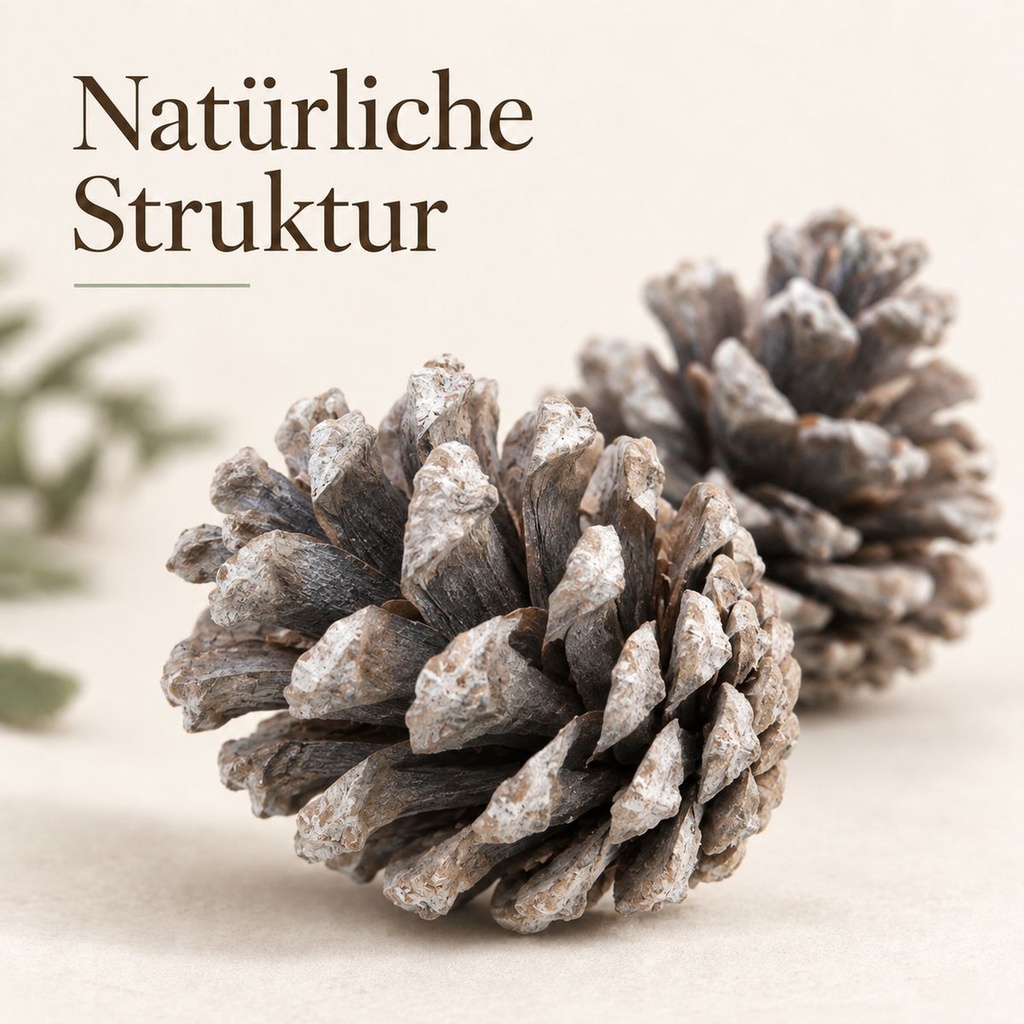 Tannenzapfen weiß 1 kg, ca. 50 Stück, 5-6 cm, Pinus nigra, gekalkt – Detail