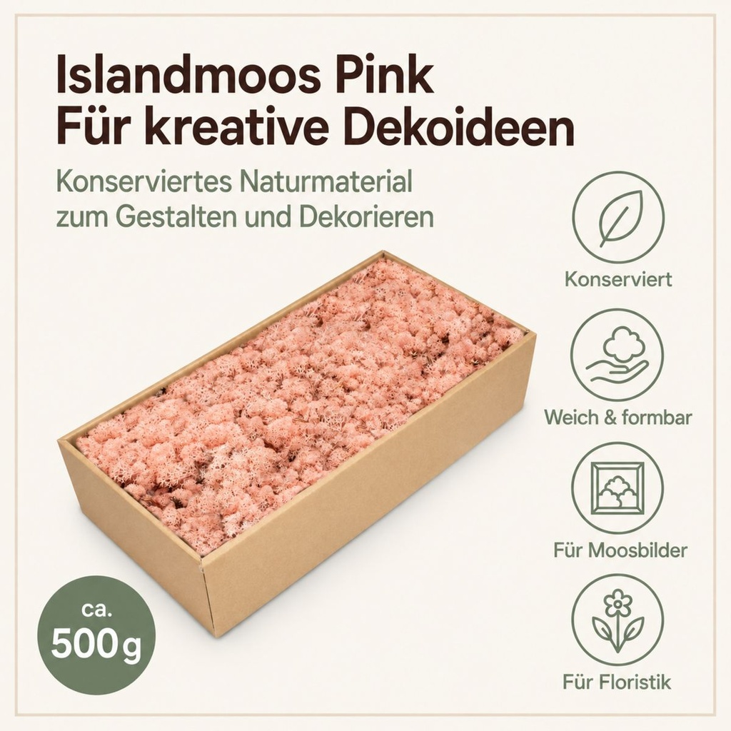 Islandmoos Pink, Pink, 500 g – Eigenschaften im Überblick