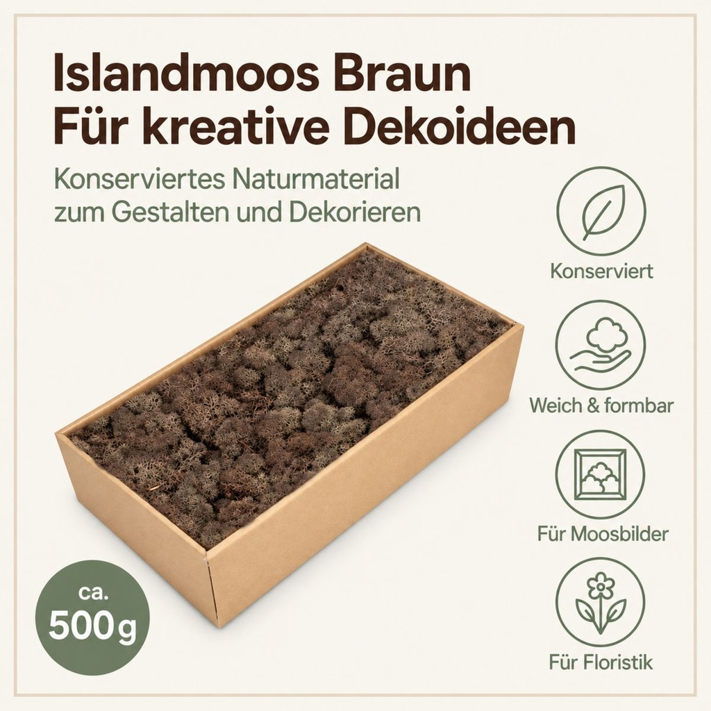 Islandmoos Braun, Braun, 500 g – Eigenschaften im Überblick