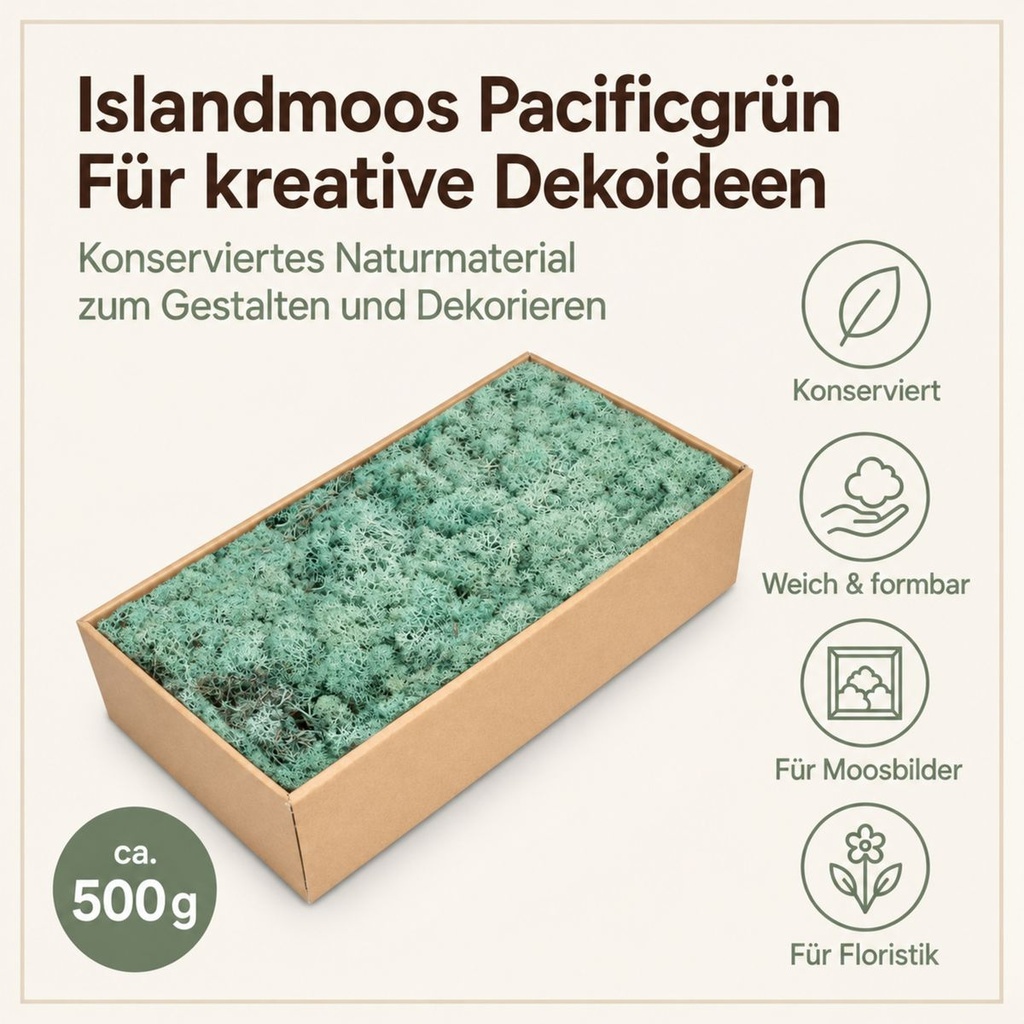 Islandmoos Pacificgrün, Pacificgrün, 500 g – Eigenschaften im Überblick