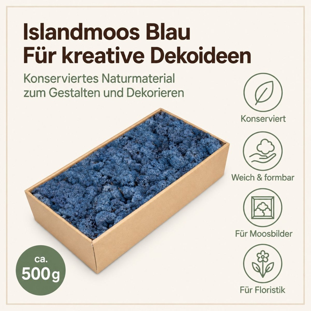 Islandmoos Blau, Blau, 500 g – Eigenschaften im Überblick