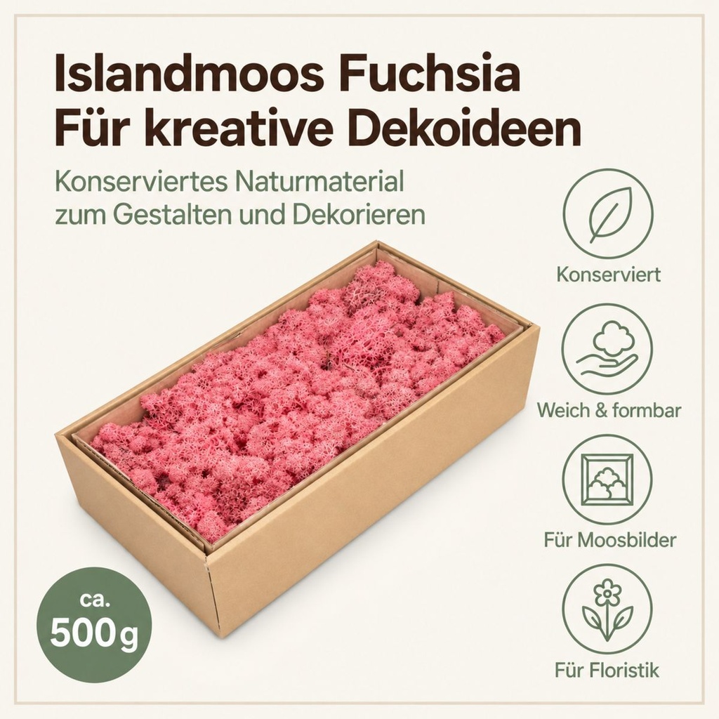 Islandmoos Fuchsia, Fuchsia, 500 g – Eigenschaften im Überblick