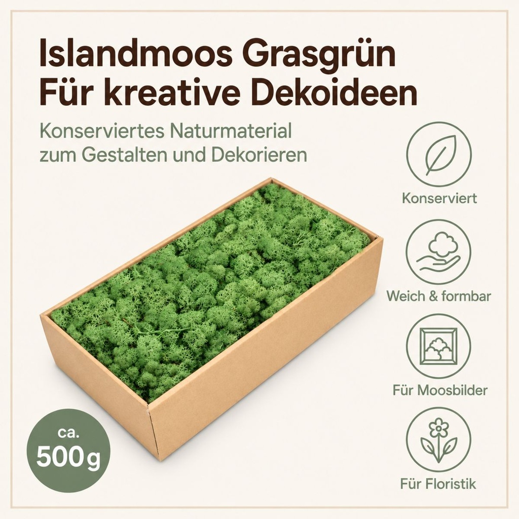 Islandmoos Grasgrün, Grasgrün, 500 g – Eigenschaften im Überblick