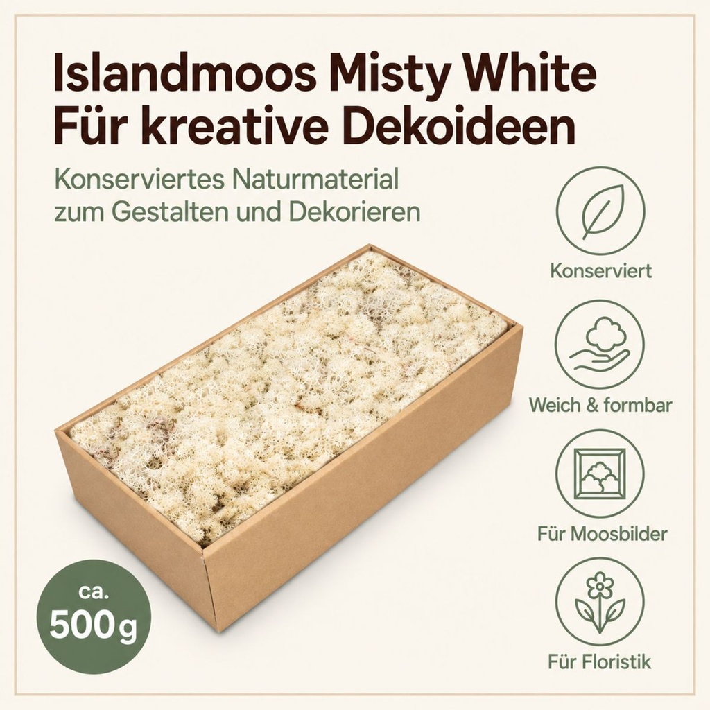 Islandmoos Misty White, Misty White, 500 g – Eigenschaften im Überblick