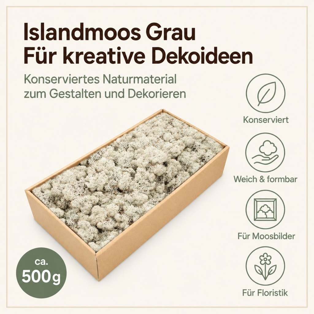 Islandmoos Grau, Grau, 500 g – Eigenschaften im Überblick