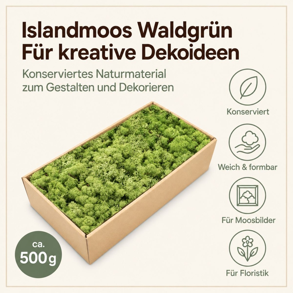 Islandmoos Waldgrün, Waldgrün, 500 g – Eigenschaften im Überblick