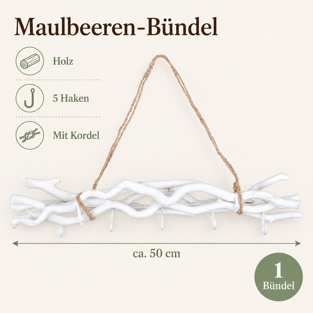 Maulbeeren Bündel weiß, weiß, 50 cm (Morus) – Maße und Liefermenge auf einen Blick