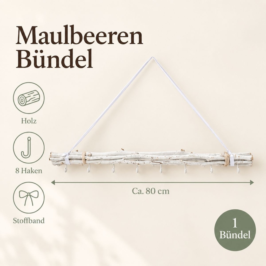 Maulbeeren Bündel weiß, weiß, 80 cm (Morus) – Maße und Liefermenge auf einen Blick