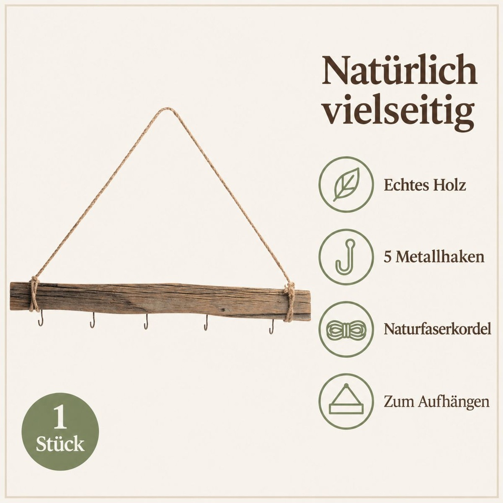 Deko-Holz-Stange, Grau, 60 cm – Eigenschaften im Überblick