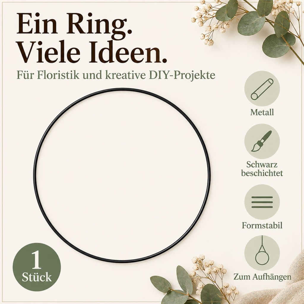 Metallring schwarz, Schwarz, Ø 30 cm – Eigenschaften im Überblick