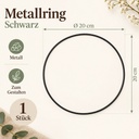 Metallring schwarz, Schwarz, Ø 20 cm – Maße und Liefermenge auf einen Blick