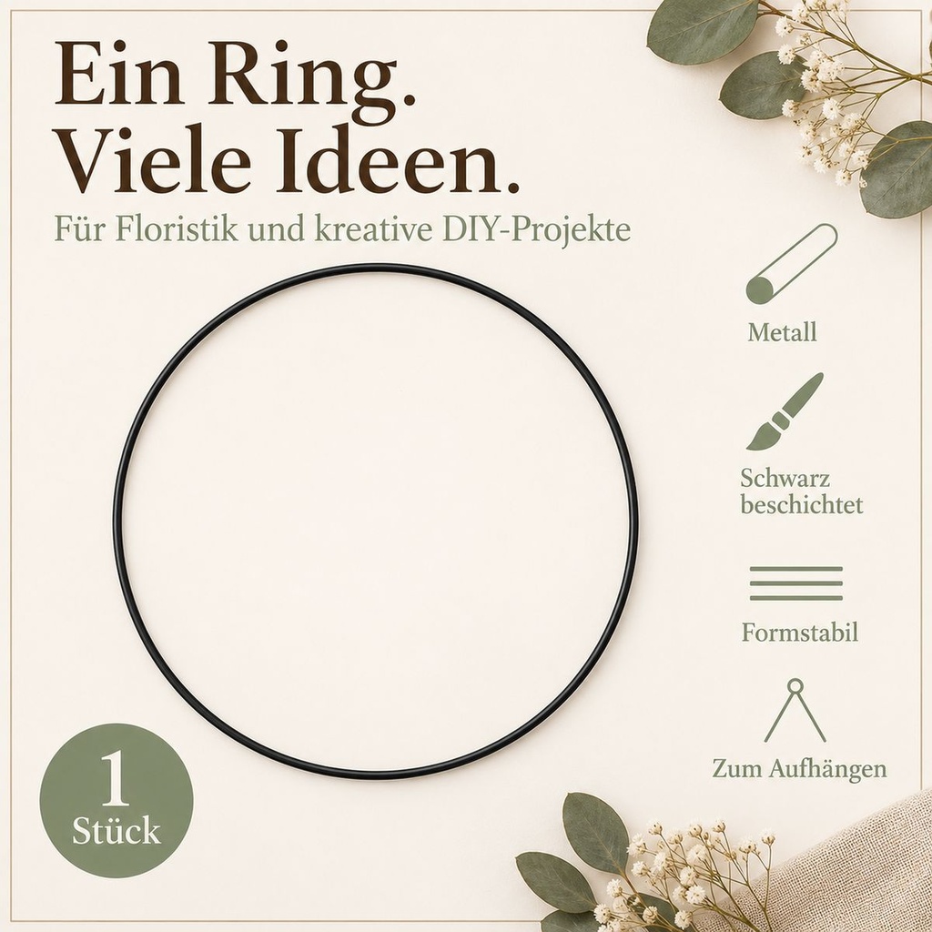 Metallring schwarz, Schwarz, Ø 20 cm – Eigenschaften im Überblick