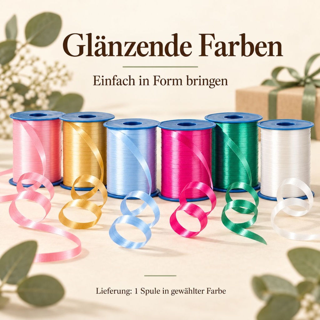 Kringelband America 500 m, 5 mm, Präsentband 20 Farben, Kräuselband – Detail