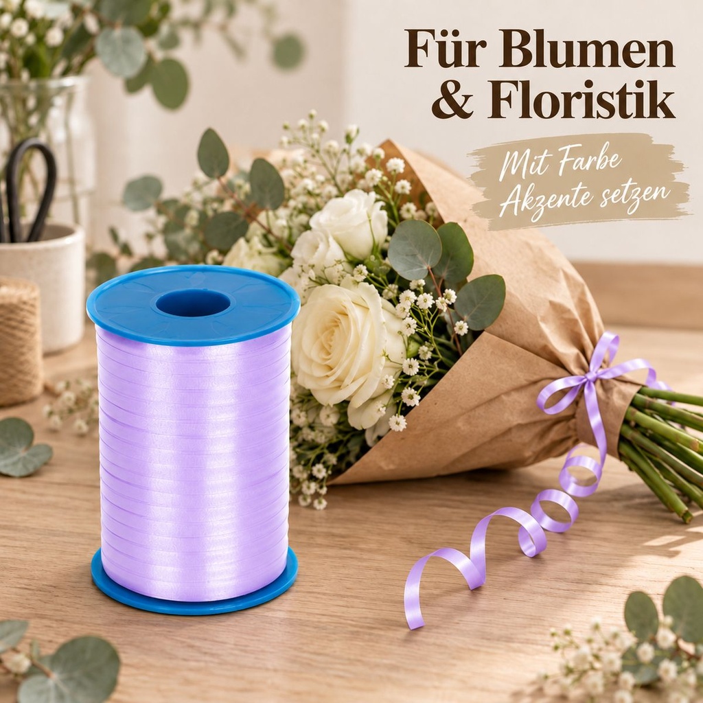 Kringelband America 500 m, 5 mm, Präsentband Flieder, Kräuselband – Detail
