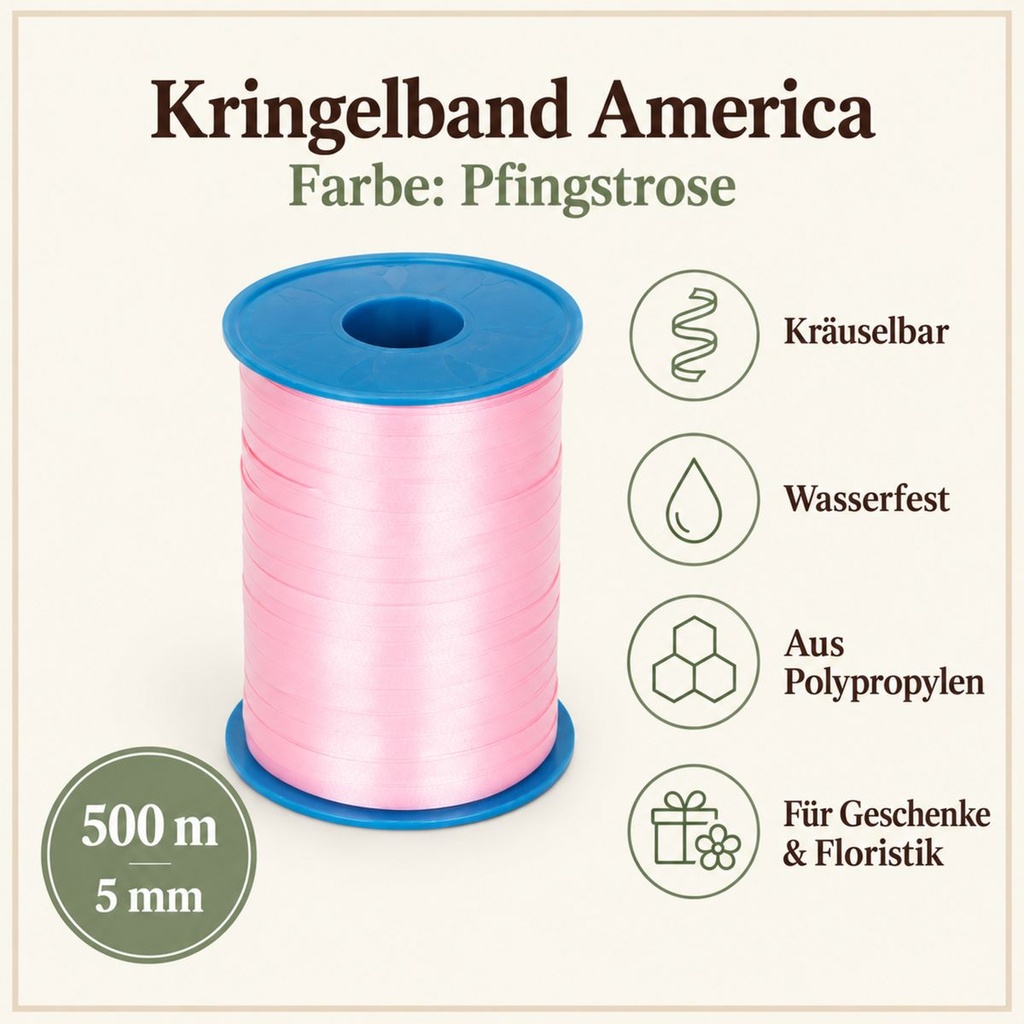 Kringelband America 500 m, 5 mm, Präsentband in Weiß, Kräuselband – Hauptbild