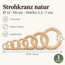 sieben Groessen Strohkranz natur