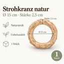 Strohkranz natur, beige, Ø 15 cm, H 2.5 cm – Maße und Liefermenge auf einen Blick