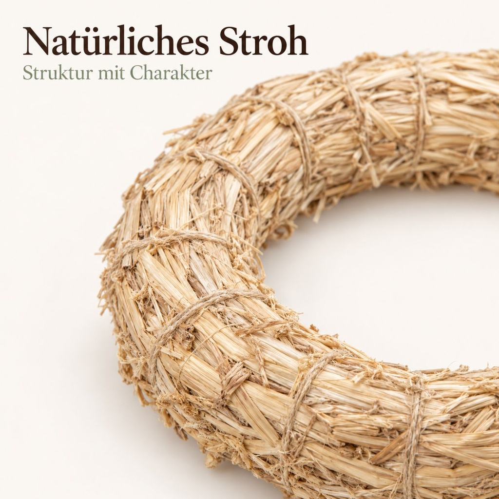 Strohkranz natur, beige, Ø 15 cm, H 2.5 cm – Nahaufnahme der Oberfläche