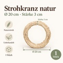 Strohkranz natur, beige, Ø 20 cm, H 3 cm – Maße und Liefermenge auf einen Blick