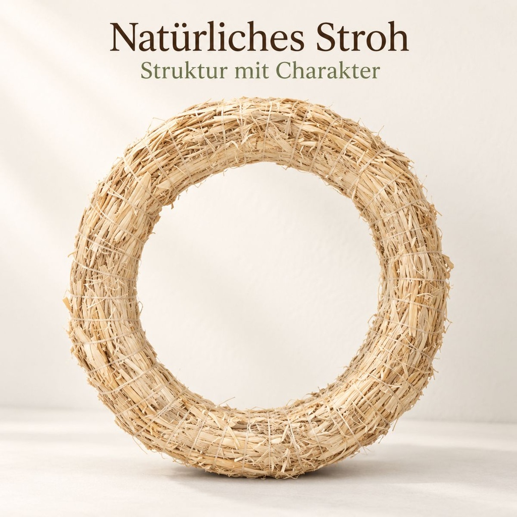 Strohkranz natur, beige, Ø 25 cm, H 5 cm – Nahaufnahme der Oberfläche