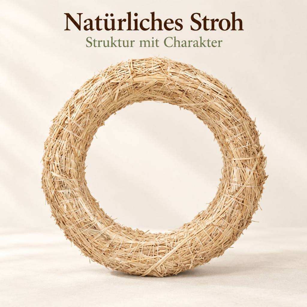 Strohkranz natur, beige, Ø 30 cm, H 5.5 cm – Nahaufnahme der Oberfläche