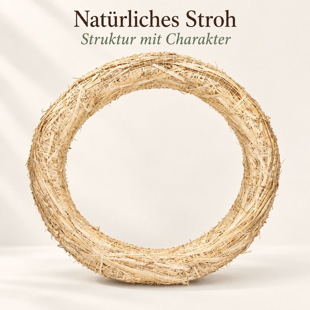 Strohkranz natur, beige, Ø 40 cm, H 7 cm – Nahaufnahme der Oberfläche