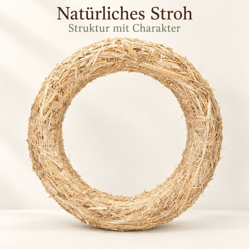 Strohkranz natur, beige, Ø 35 cm, H 6 cm – Nahaufnahme der Oberfläche