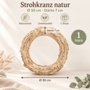 Strohkranz natur, beige, Ø 50 cm, H 7 cm – Maße und Liefermenge auf einen Blick