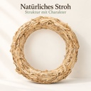 Strohkranz natur, beige, Ø 50 cm, H 7 cm – Nahaufnahme der Oberfläche
