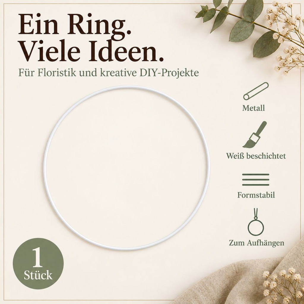 Metallring weiß, Weiß, Ø 25 cm – Eigenschaften im Überblick