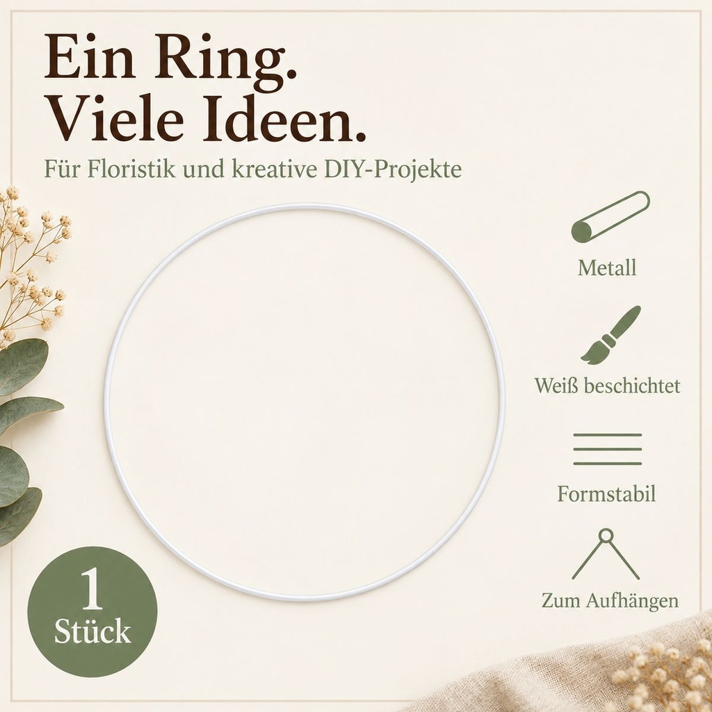 Metallring weiß, Weiß, Ø 30 cm – Eigenschaften im Überblick