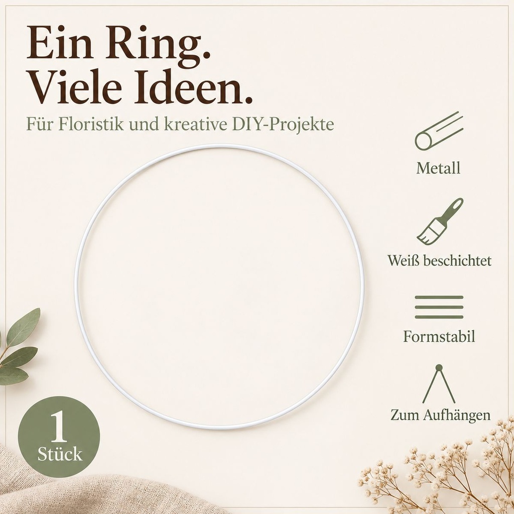 Metallring weiß, Weiß, Ø 40 cm – Eigenschaften im Überblick