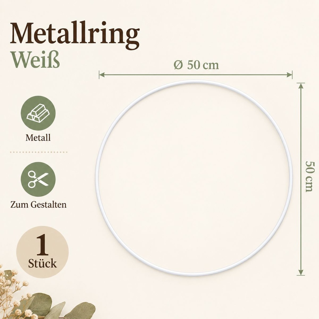 Metallring weiß, Weiß, Ø 50 cm – Maße und Liefermenge auf einen Blick