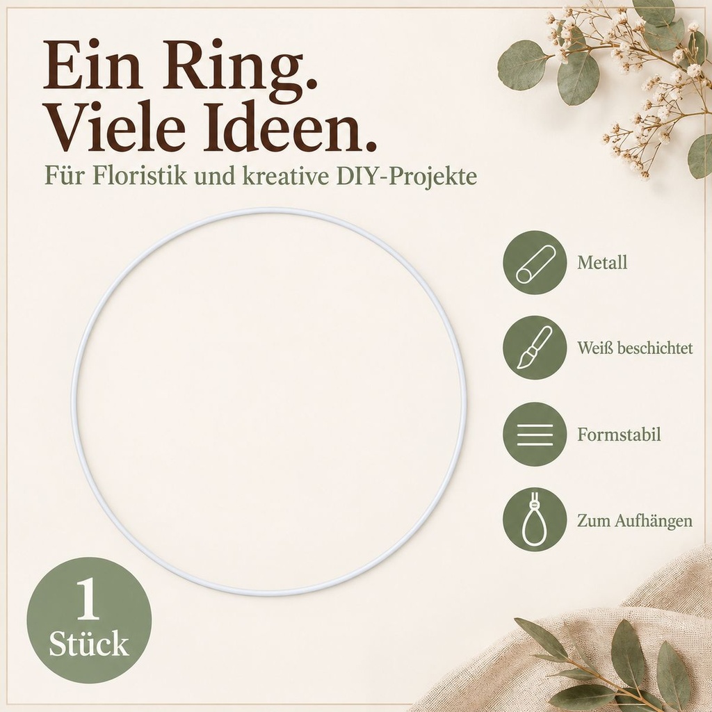 Metallring weiß, Weiß, Ø 50 cm – Eigenschaften im Überblick