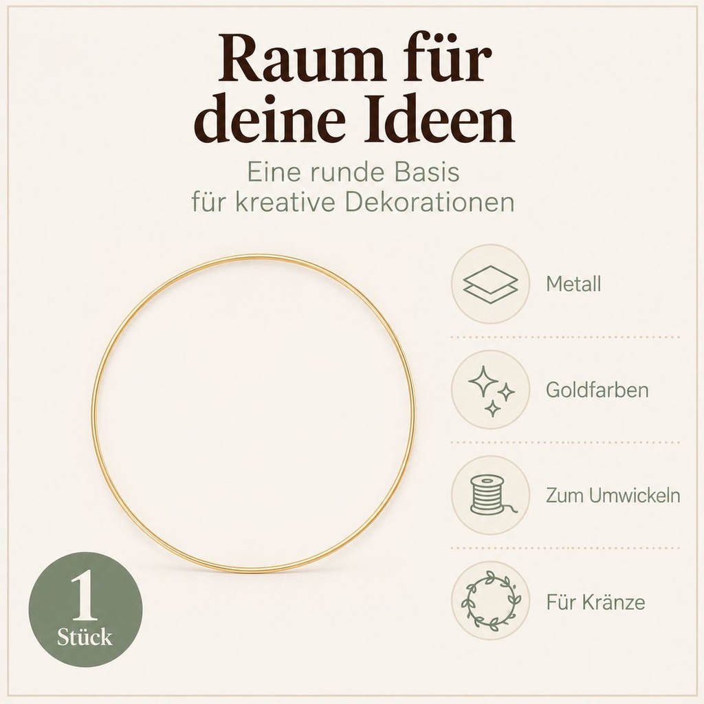 Metallring gold, Gold, Ø 20 cm – Eigenschaften im Überblick