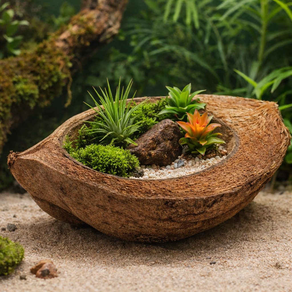Kokosnussschale halbiert Deko Natur Terr 2