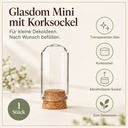 Glasdom Mini, Ø2 ×4 cm – transparentes Glas und abnehmbarer Korksockel im Überblick