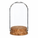 Glasdom Mini, Ø4 ×6 cm – leerer Glasdom mit Korksockel auf weißem Hintergrund
