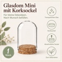 Glasdom Mini, Ø4 ×6 cm – transparentes Glas und abnehmbarer Korksockel im Überblick